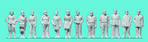 Preiser 1:50 Stehende Frauen und Männer. 12 unbemalte Miniaturfiguren. Bausatz