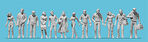 Preiser 1:50 Passanten. 12 unbemalte Miniaturfiguren. Bausatz