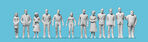 Preiser 1:50 Passanten. 12 unbemalte Miniaturfiguren. Bausatz