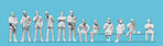 Preiser 1:50 Geschäftsleute, Sitzende. 12 unbemalte Miniaturfiguren. Bausatz