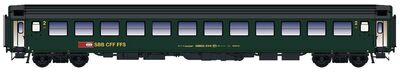 L.S. Models H0 Personenwagen SBB UIC-X Bm grün, Dach grau, Logo alt Ep. IVb