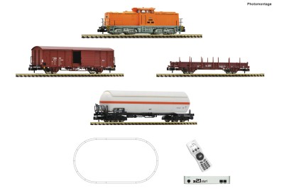 Fleischmann N z21 start Digitalset: Diesellokomotive BR 111 mit Güterzug, DR